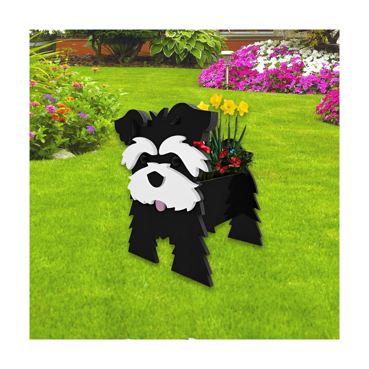 Black Schnauzers Dog Planter Pots, Animal Shaped Flower Pot | Large Cute Plant Gift for Women and Pet Lovers, Indoor