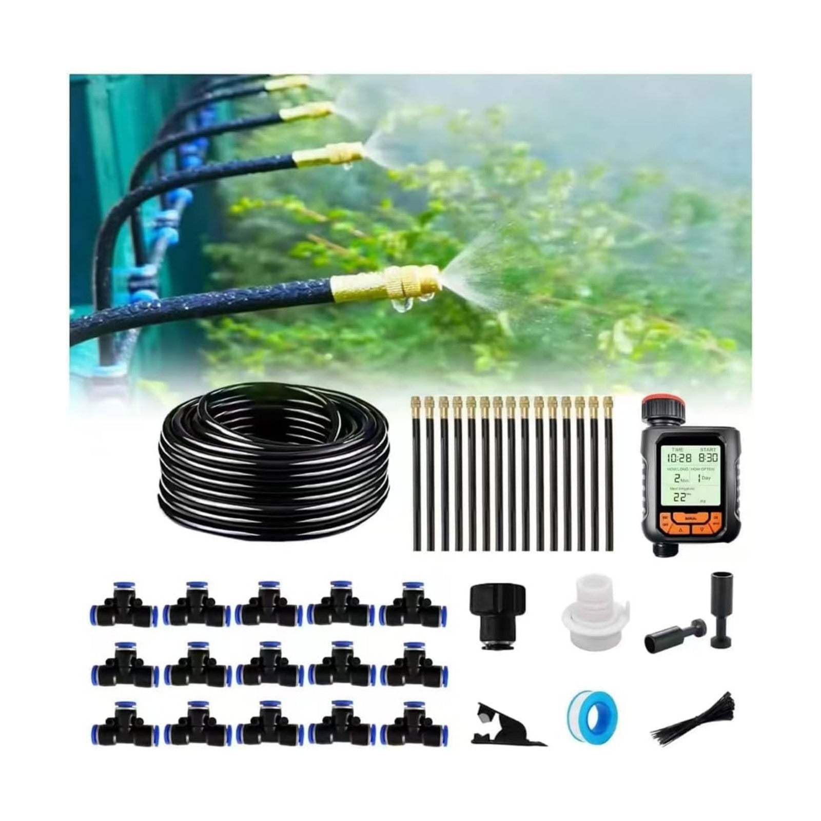 New drip Irrigation kit, Automatic Garden Watering System, Quick Connector and 360-degree Bending Dropper atomizing