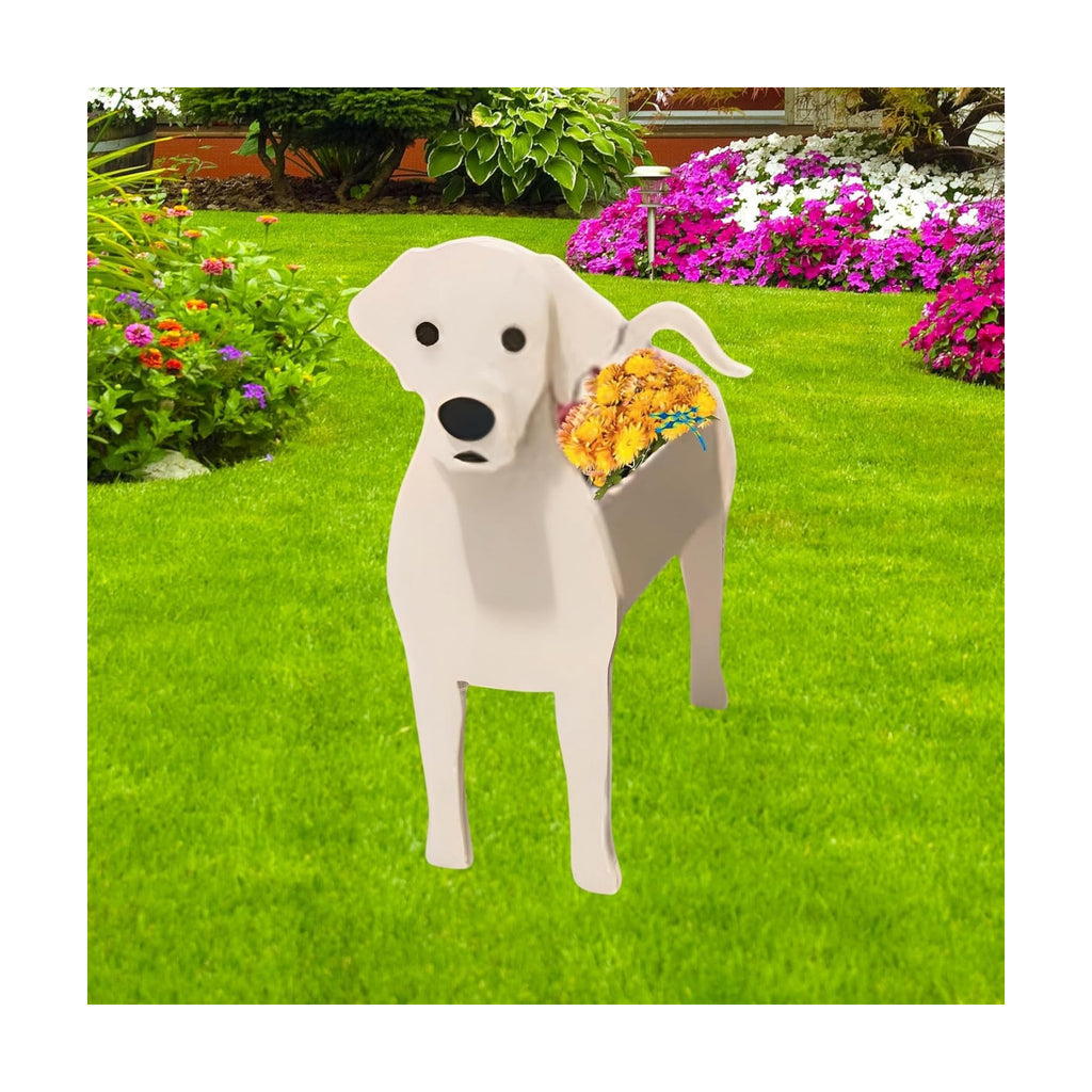 White Labrador Dog Planter Pots, Animal Shaped Flower Pot | Large Cute Plant Gift for Women and Pet Lovers, Indoor