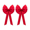2 Pcs Large Christmas Bow, 35" x 17" Red Velvet Golden Edged Bows