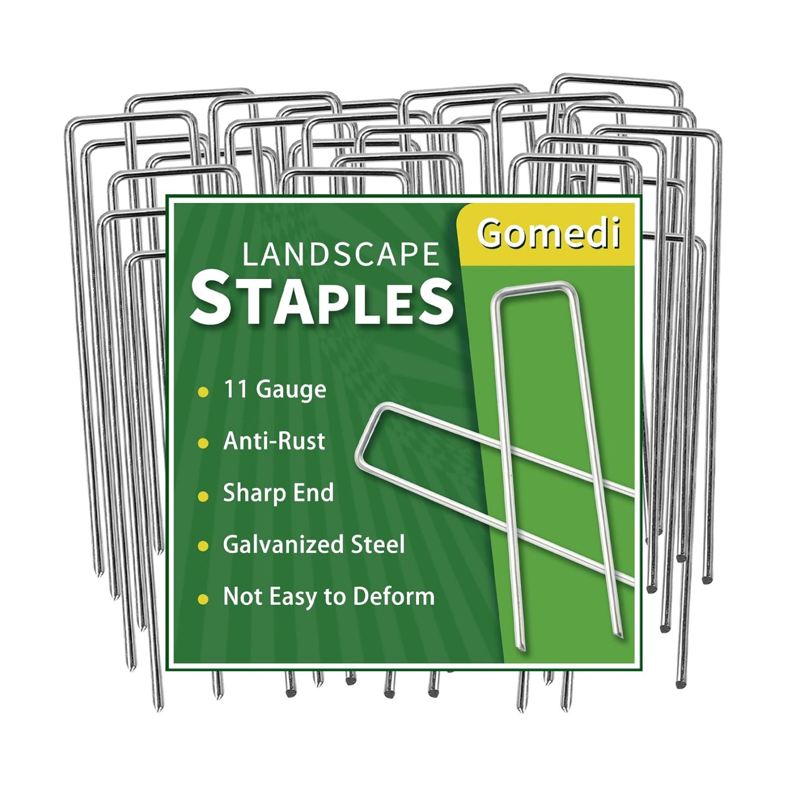 Landscape Staples Galvanized 8 Inch 120 Pcs, Metal Garden Stakes 1.6 Inch, Garden Staples for Lawn 11 Gauge