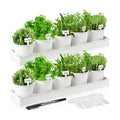 FoldTier 2 Sets Indoor Herb Garden Planter Kit with 10 Metal Pots, White | Metal Pots with Drainage Holes, Plant Labels