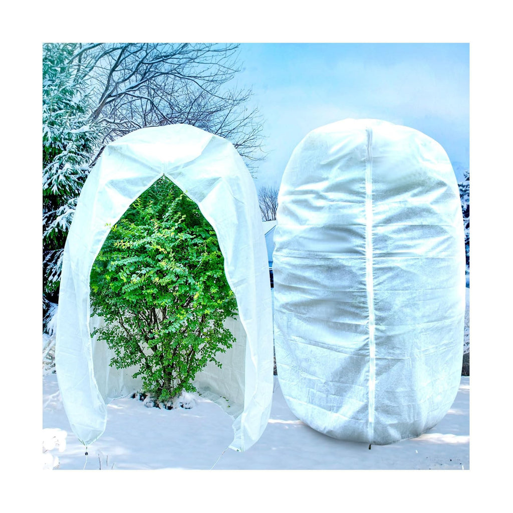 2 Pcs Plant Covers Freeze Protection, Frost Cloths for Plants, 7.9×5.9ft | Winter Tree Covers with Drawstring and