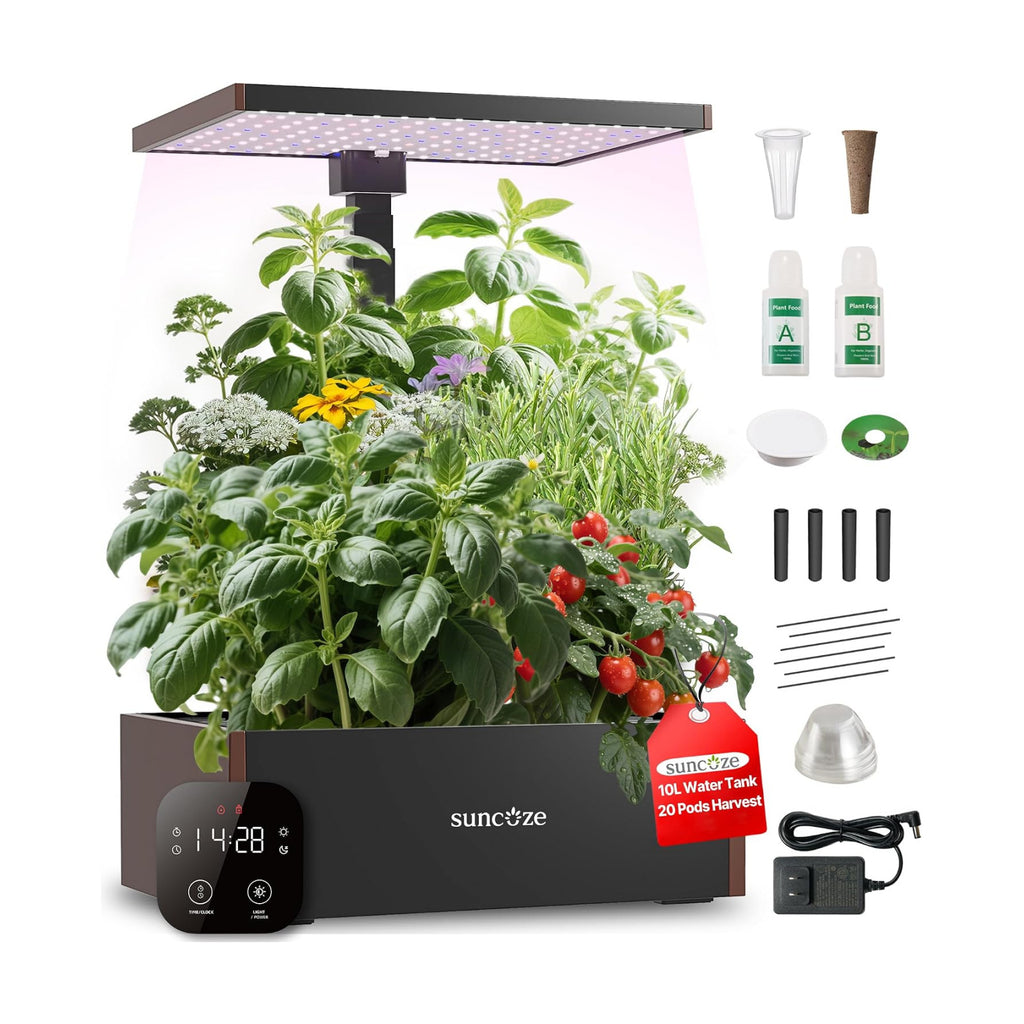 SUNCOZE Smart Hydroponics Growing System, 20 Pods, 25 in Adjustable Height | Indoor Herb Garden with 30W LED Grow