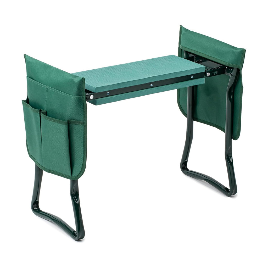 iPower Garden Kneeler and Seat with Sturdy Soft EVA Foam Pad, Foldable Kneeling Bench, 2 Tool Pouches Included, for