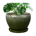 Ceramicfor 10 Inch Planter Pot, Ceramic Pots for Plants, Dark Green