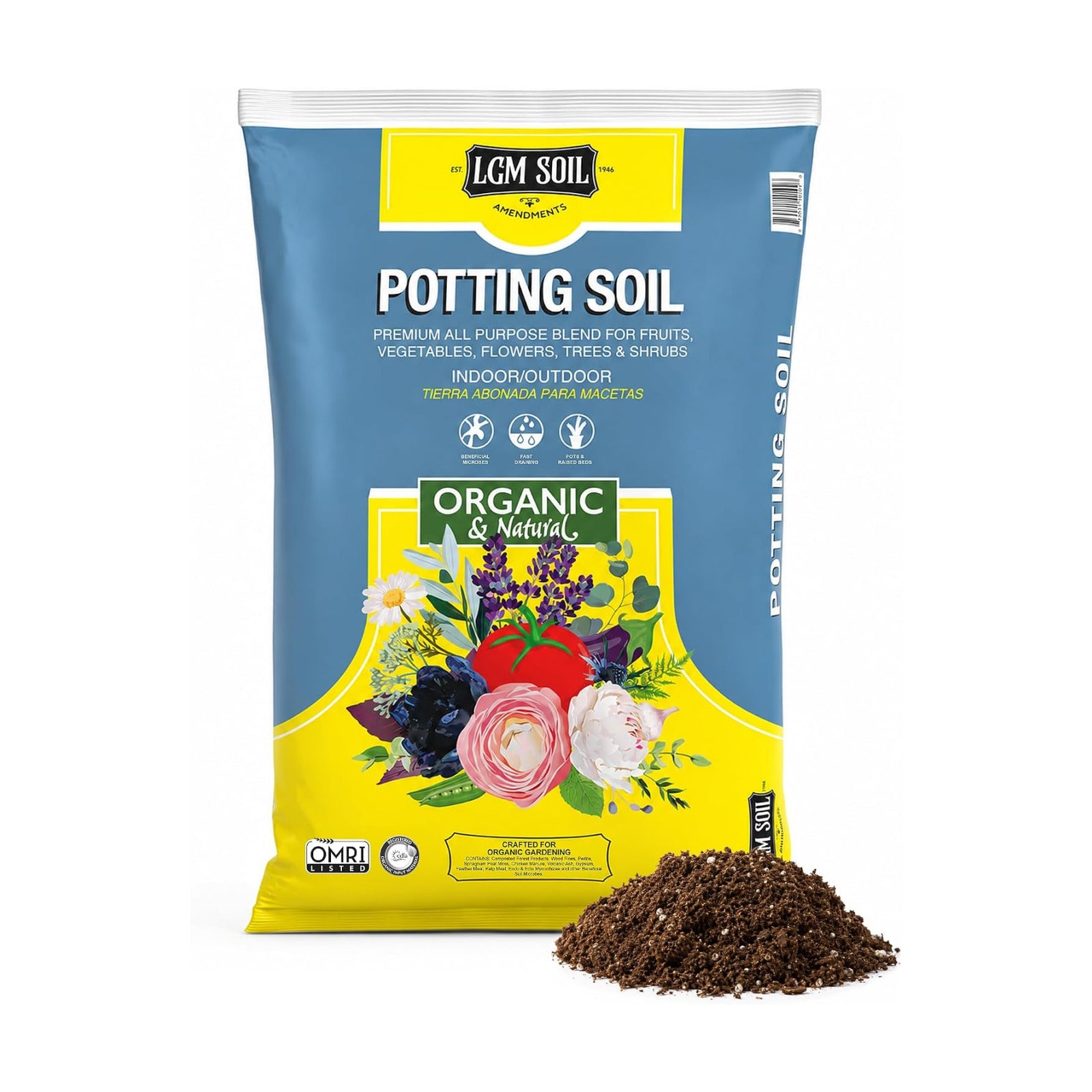 Organic Potting Soil Mix, 11-Ingredient Formula, 0.5 Cu Ft | Beneficial Microbes, Indoor Houseplants, Outdoor
