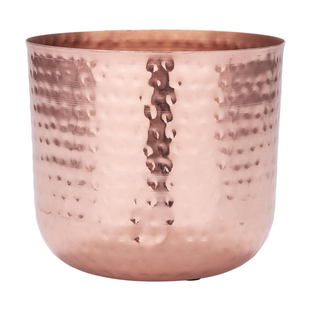 MyGift Hammered Copper Tone Metal Planter Pot with Flared Rim, 6.5 Inch | Handcrafted in India, the textured finish and
