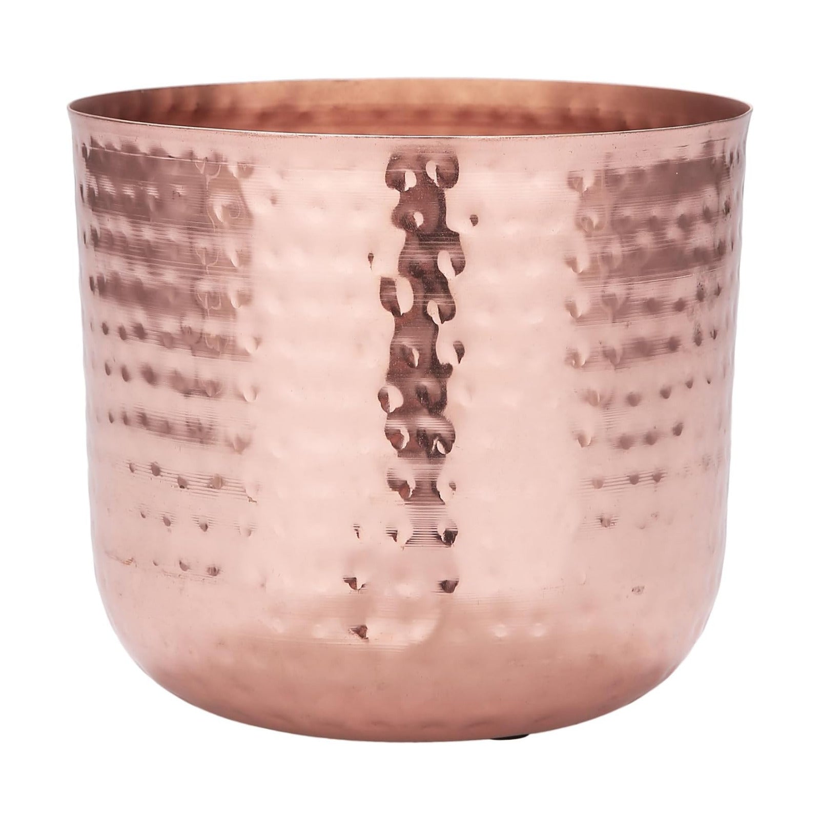 MyGift Hammered Copper Tone Metal Planter Pot with Flared Rim, 6.5 Inch | Handcrafted in India, the textured finish and