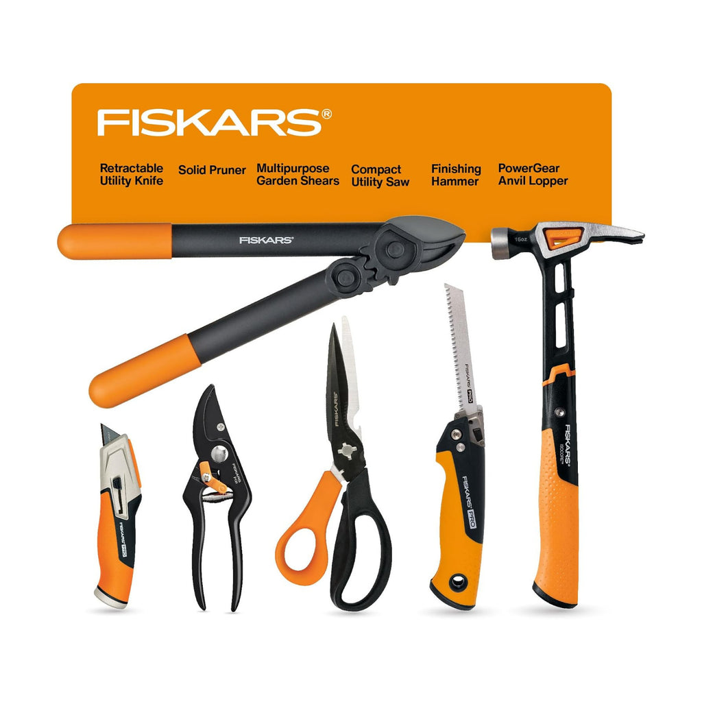 Fiskars 6-Piece Indoor DIY and Outdoor Gardening Home Essentials Tool Set | PowerGear Anvil Loppers, Pruning Shears