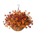 Artificial Fall Hanging Flowers Basket, UV Resistant Mums for Outdoors