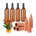 8 Pcs 4 Set Plant Watering Devices, Terracotta Watering Spikes with 25 oz Plastic Wine Bottles, Slow Release Vacation