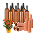 16 Pcs 8 Set Plant Watering Devices, Terracotta Watering Spikes with 25 oz Plastic Wine Bottles, Slow Release Vacation