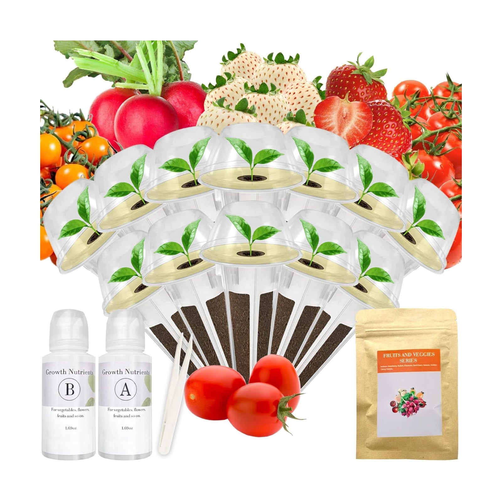 Red Strawberry and Pineberry Seed Pod Kit for AeroGarden, idoo, Ahopegarden with Red Strawberry, Radish, Pineberry,Red