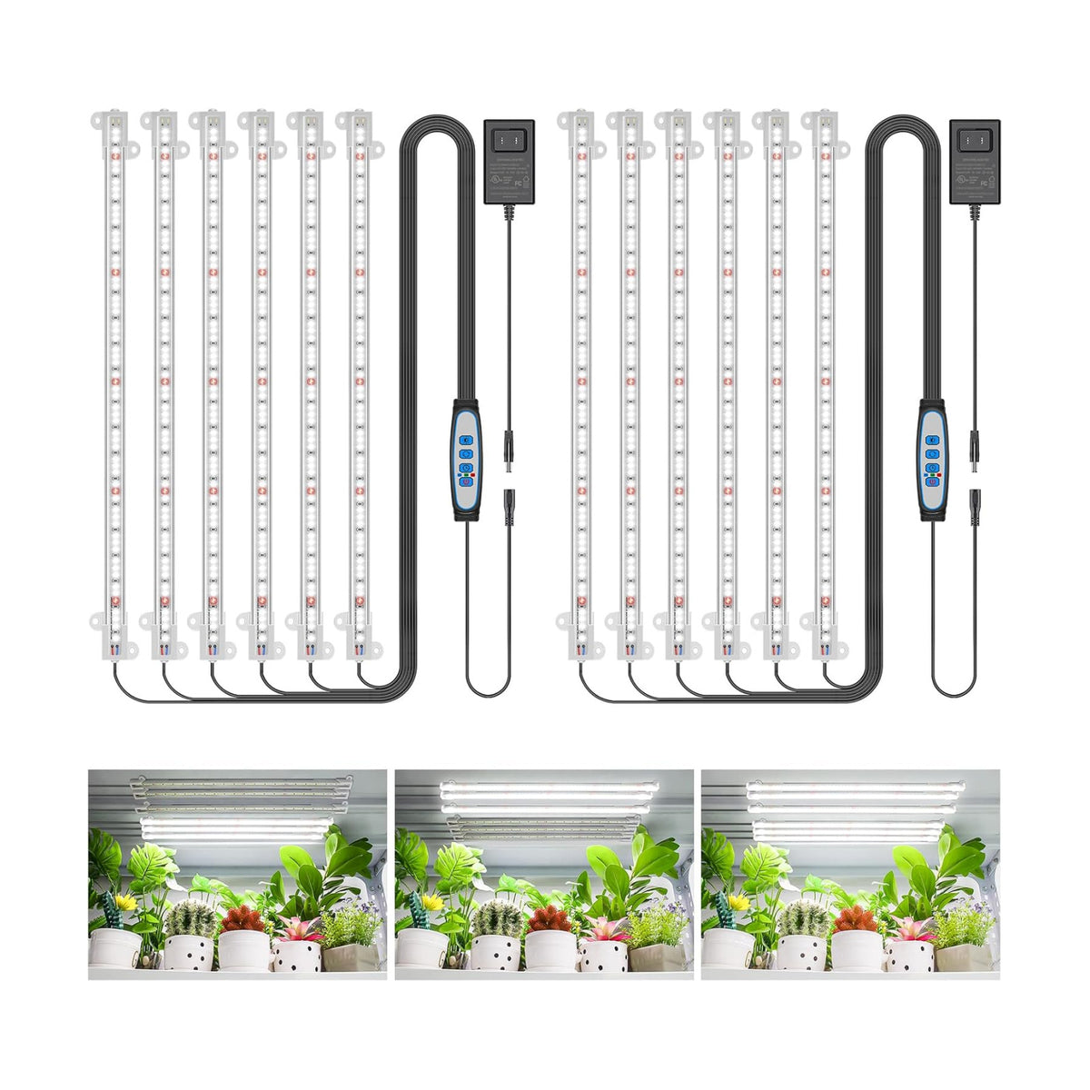 Wiaxulay 16in Grow Light Strip for Indoor Plants Seed Starting, 36W, 2 Pack