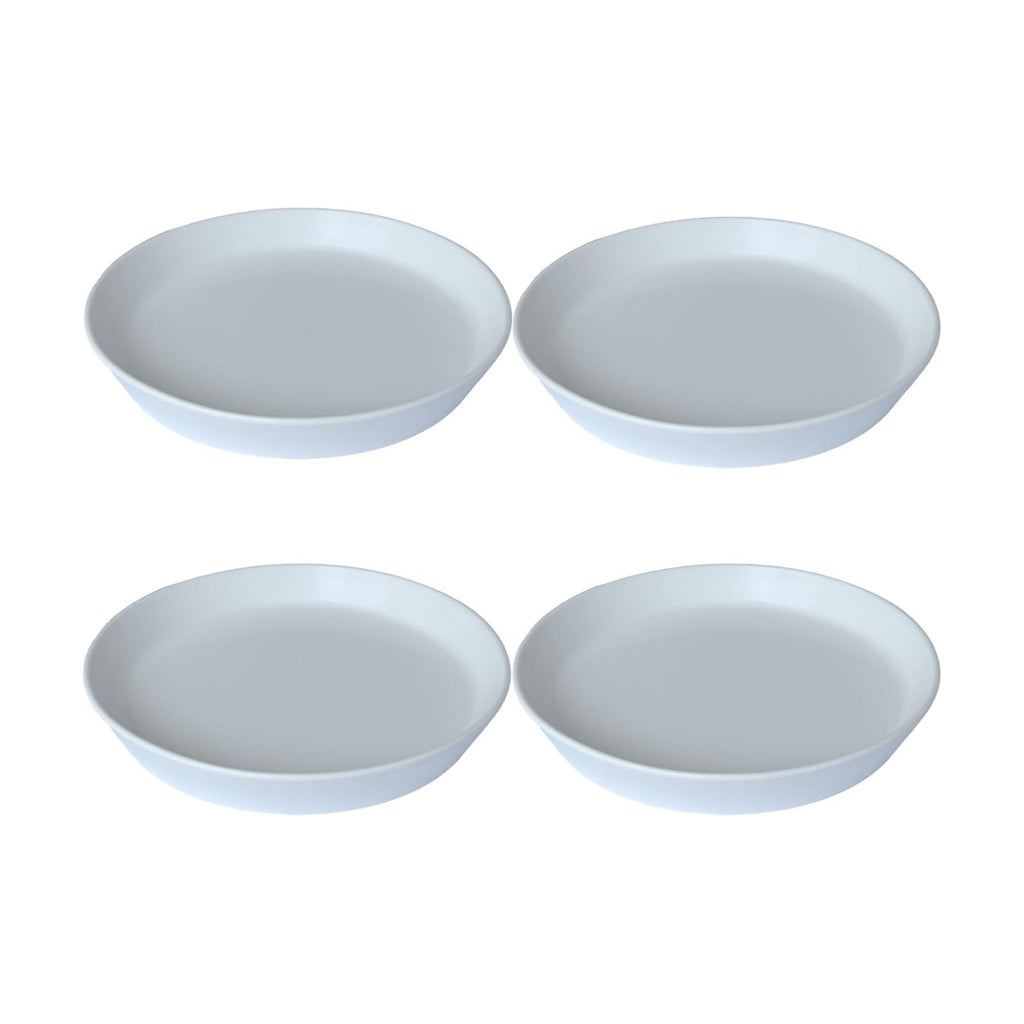 Ceramic Plant Saucer Tray 4 Pcs 4 5 Inch White, 5" OD x4.25 ID x1.18 Deep| Round Sturdy Heavy Duty Glazed Bevel Planter