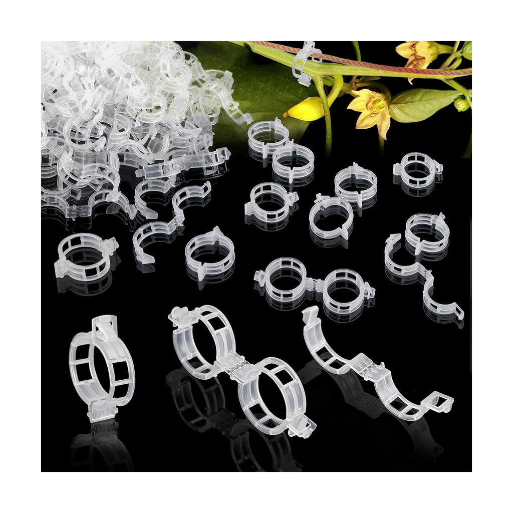 200Pcs Secured Plant Support Clips - Tomato Clips for String Trellis, Grape Vine Grid Clamp for Garden Netting Climbing Plants, Fixing Stem and Vine (White)