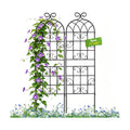 Lorenzo 2 Pcs 70 x 20 Inch Rustic Iron Garden Trellis for Climbing Plants Outdoor, Black Metal Arch Decoration Plant
