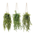 3 Packs Fake Hanging Plants with Black Pots for Wall Decor | 20" Long, Lifelike Cascading Greenery, Easy to Clean