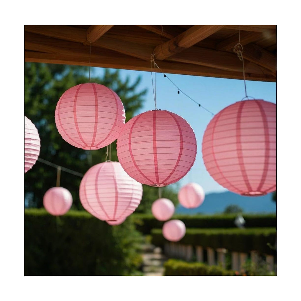 Pink Paper Lanterns Decorative 10pcs Party Hanging Decorations for Bachelorette Wedding Birthday Baby Shower Graduation Anniversary Pink Themed Room Decor DIY Activities