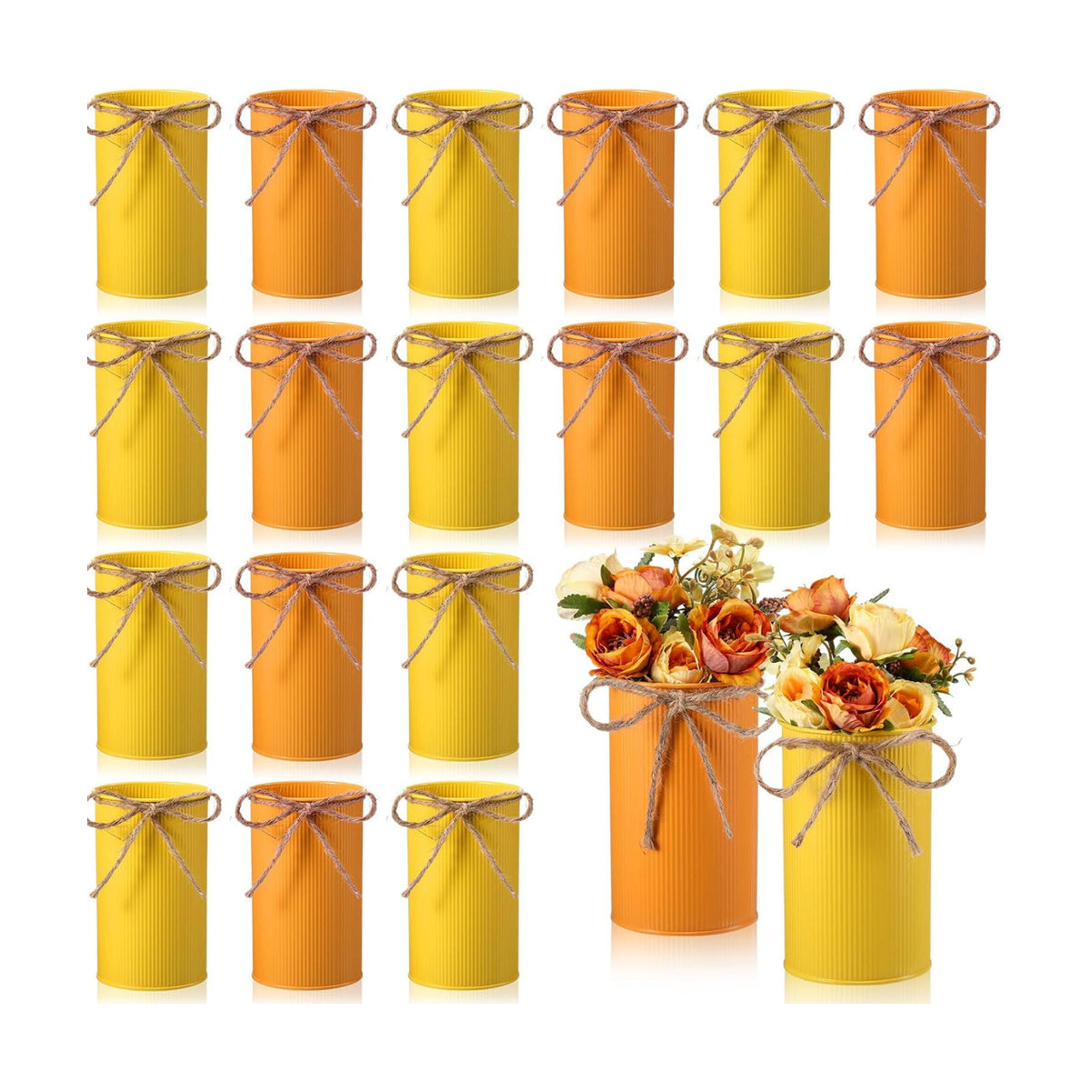 5.91 Inch Rustic Vase Wedding Table Centerpieces,Yellow, Orange,16 Pcs
