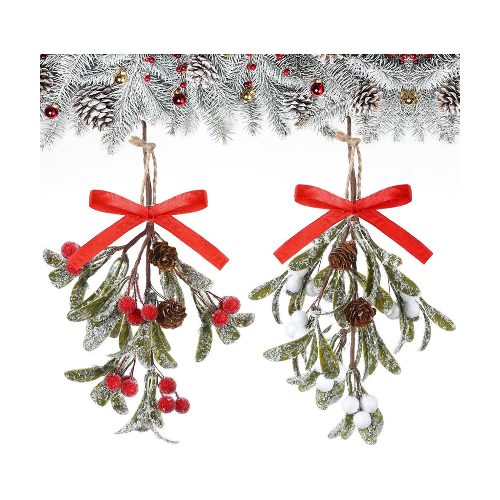 Giegxin 2 Piece Christmas Mistletoe Ornament,Color Style,Red