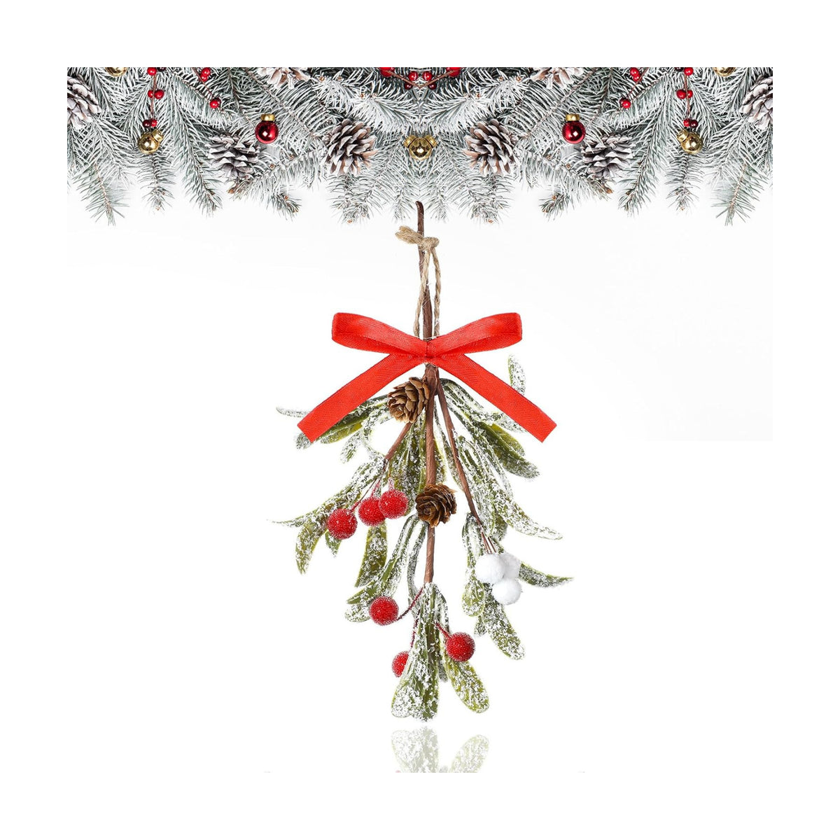 Giegxin 1 Piece Christmas Mistletoe Ornament,Color Style,Red