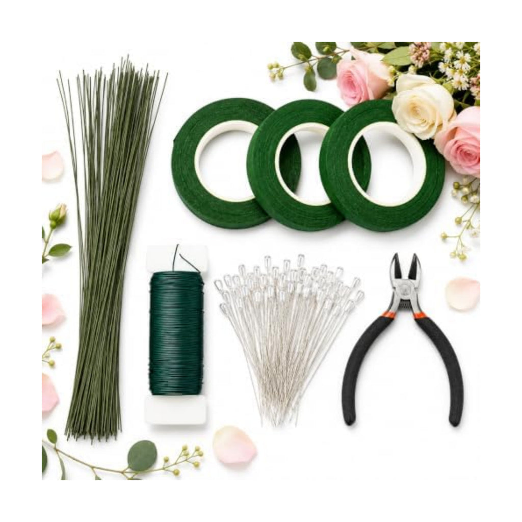 RAINFLOW Floral Tape & Floral Wire Set, 22 & 26 Gauge with Boutonniere Pins