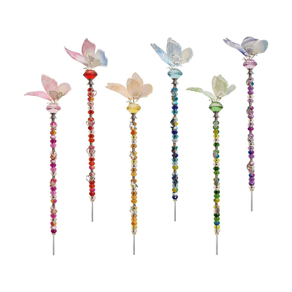 200Pcs DIY Butterfly Garden Stakes Kit - Fairy Wand Garden Stake Beads Kits, Fairy Garden Accessories Kit for Outdoor