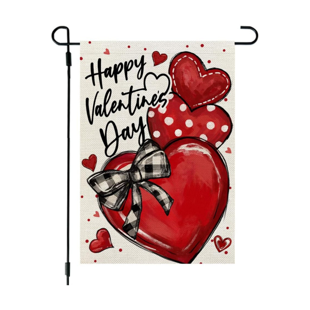 CROWNED BEAUTY Valentines Day Hearts Garden Flag for Outside 12x18