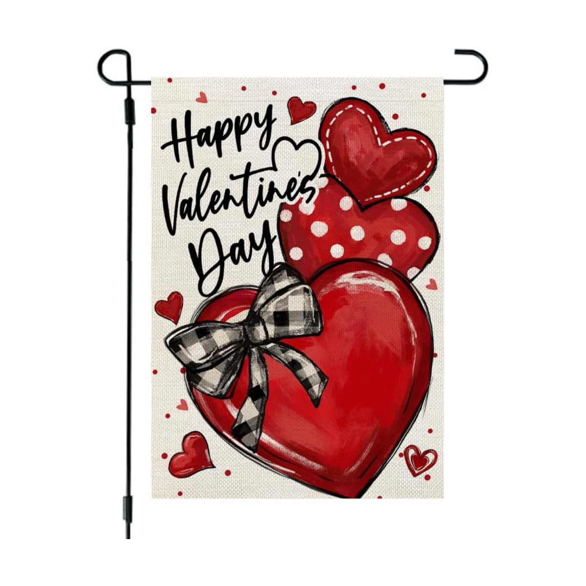 CROWNED BEAUTY Valentines Day Hearts Garden Flag for Outside 12x18