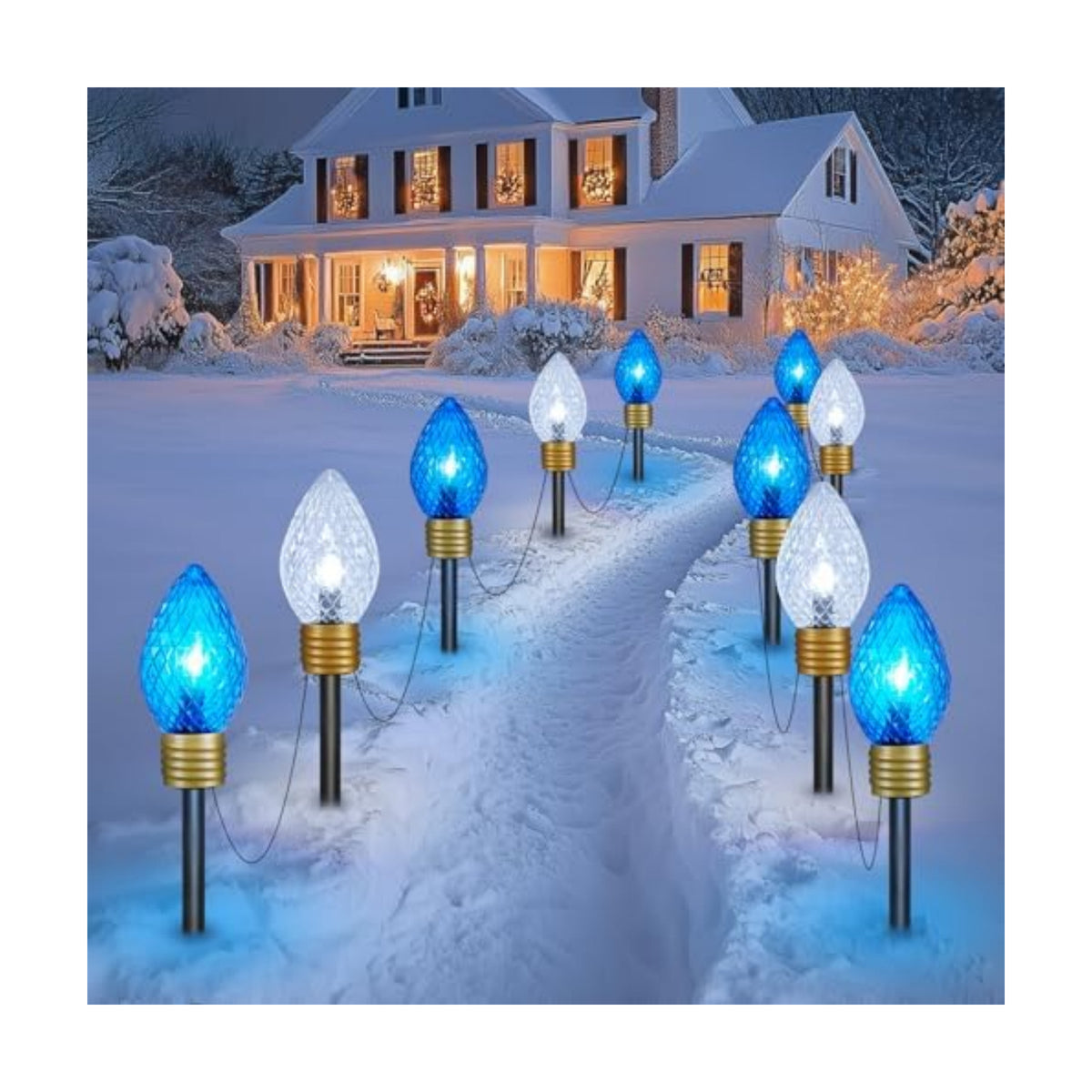 Strawberry Jumbo C9 Christmas Pathway Lights, 2Pack Total 17FT