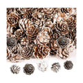 100 Pcs Christmas Mini Pine Cones,Xmas Thanksgiving Snow Pinecone Ornaments