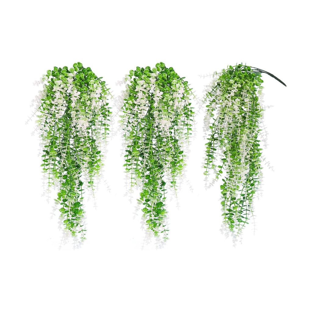 RECUTMS Fake Monkey Plants Hanging Eucalyptus Vine Faux White Hanging Plant