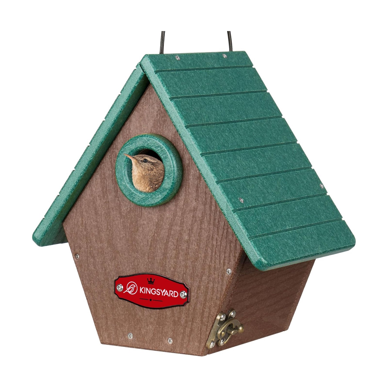 Kingsyard Recycled Plastic Bird House for Outdoors - Hanging Nesting Box with Predator Guard & Air Vents for Wren Finch