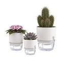6/4/3Inch Watering Planters 4 Pack Plastic Wicking Pots White