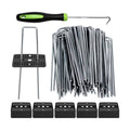 Bakulyor 100 Pcs Landscape Staples + 100 Pcs Gasket, 6 Inch Garden Stakes Staples 11 Gauge U Shaped Galvanized Lawn