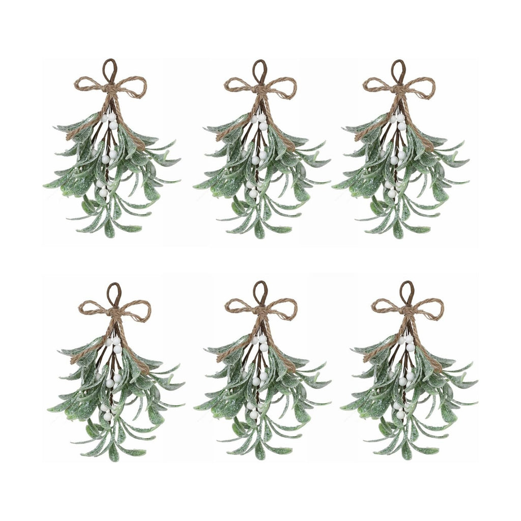 Mistletoe Decoration 9 Inch Mistletoe Christmas Decor with Berries Artificial Mistletoe Pick Kissing Ball Christmas Mistletoe Hanging Ornament for Tree Door Holiday Decor (White, 6PCS)