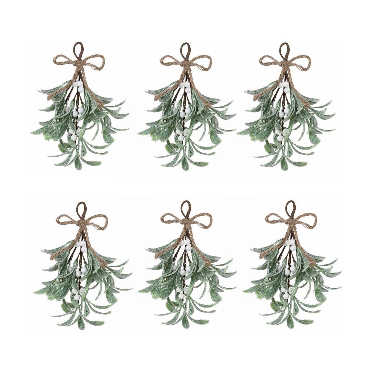 Mistletoe Decoration 9 Inch Mistletoe Christmas Decor with Berries Artificial Mistletoe Pick Kissing Ball Christmas Mistletoe Hanging Ornament for Tree Door Holiday Decor (White, 6PCS)