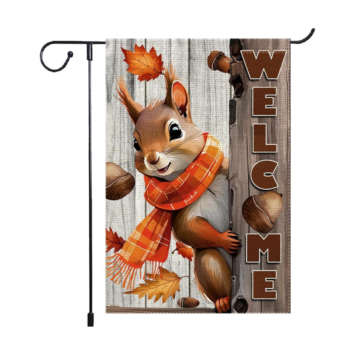 Welcome Fall Garden Flag 12x18inch The Nut Squirrel Fall Autumn Thanksgiving Garden Flags Yard Porch House Flag Double-Side For Home Outdoor Yard Patio Lawn Decor, Garden Decorations