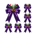 Syhood 6 Pcs Christmas Bows Xmas Velvet Bows Tree Decor, Purple