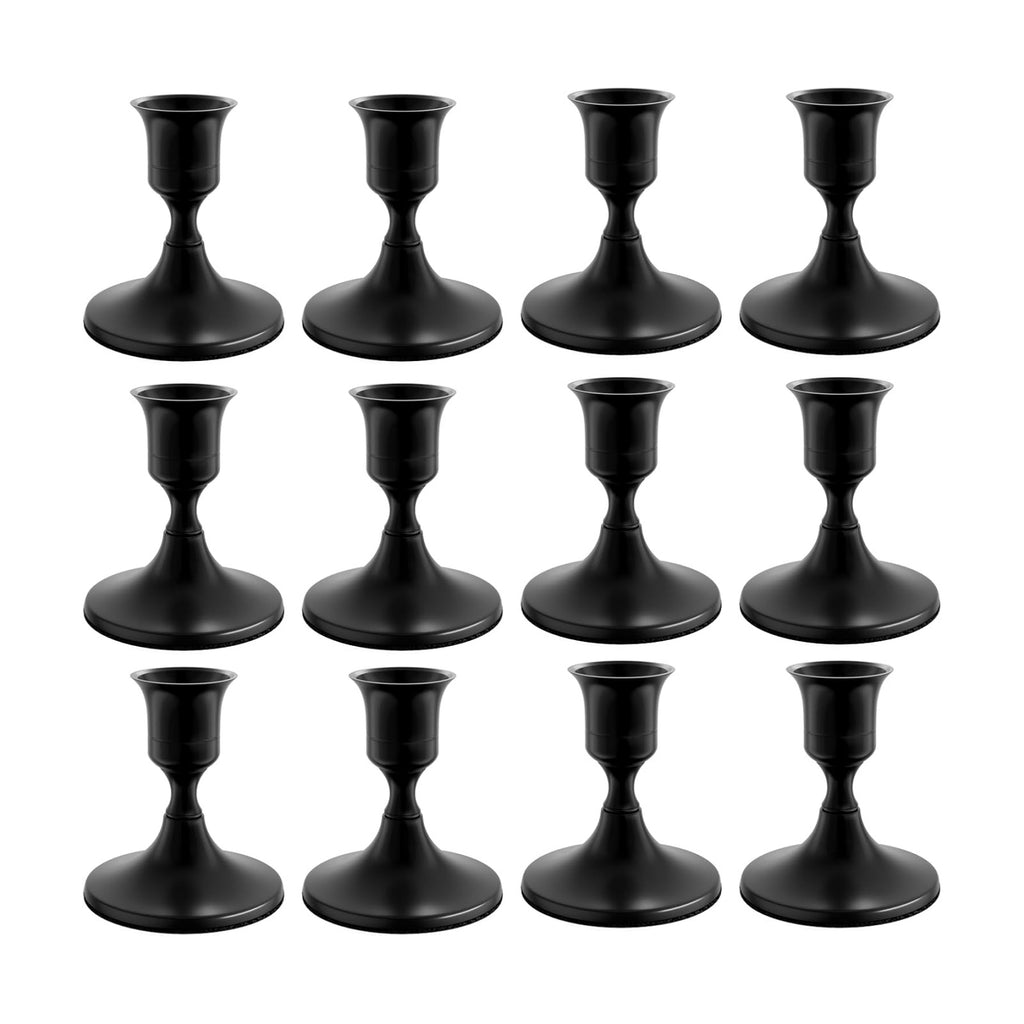 zeochyni 12 Pcs Black Taper Candle Holders Bulk for Wedding, Party Decor