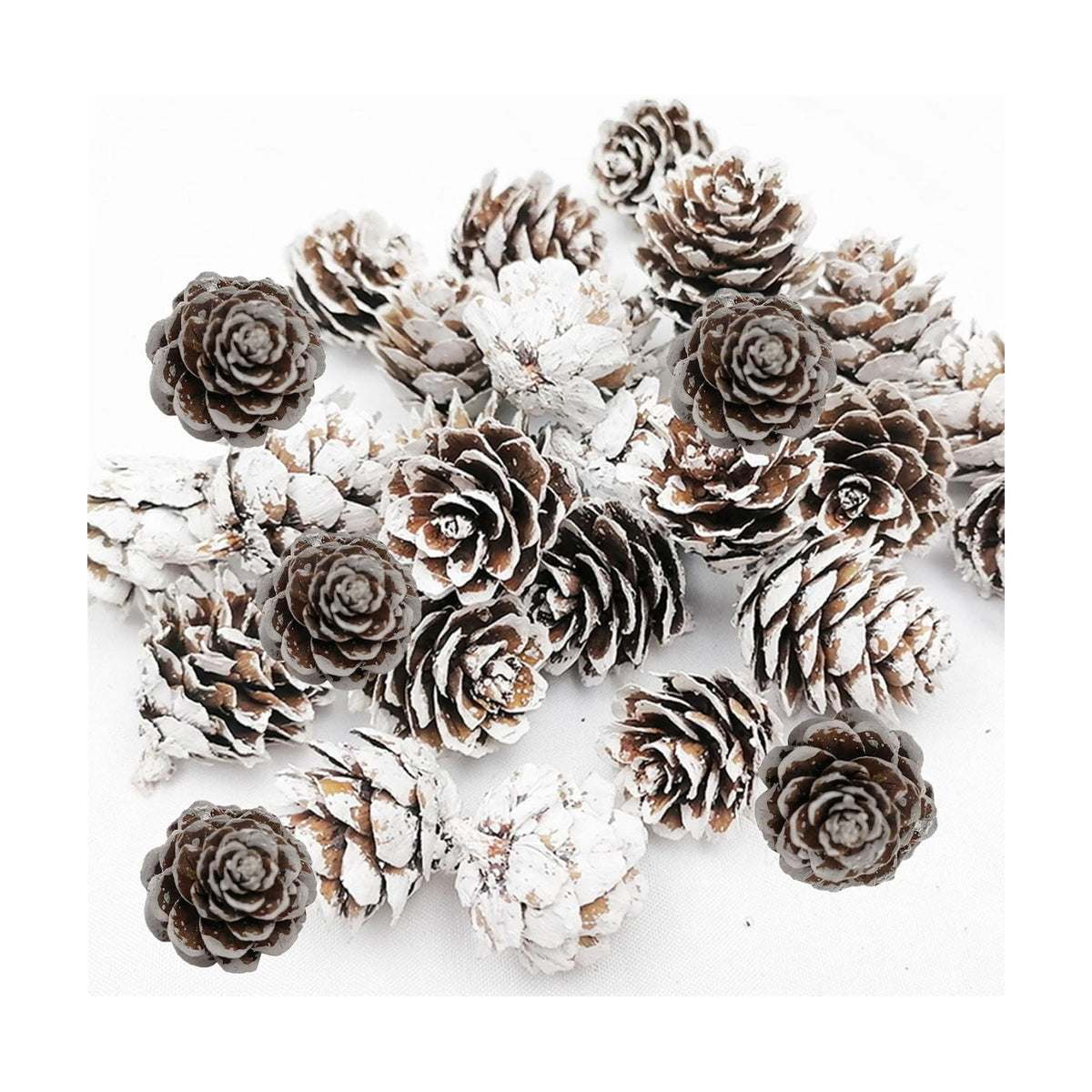 160 PCS Mini Snow Pine Cones Christmas Thanksgiving Pine Cones Bulk White Christmas Small Tiny Pinecones Ornaments for Home Decoration DIY Crafts Wedding Xmas Tree Fall Winter Decor