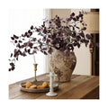 HyeFlora 5PCS Artificial Fall Eucalyptus Leaves Stem Plants, 32.7 inch Fake Leaves Autumn Greenery Branches Burgundy Shrubs Silk Faux Foliage DIY Stems for Thanksgiving Festival Home Kitchen Farmhouse