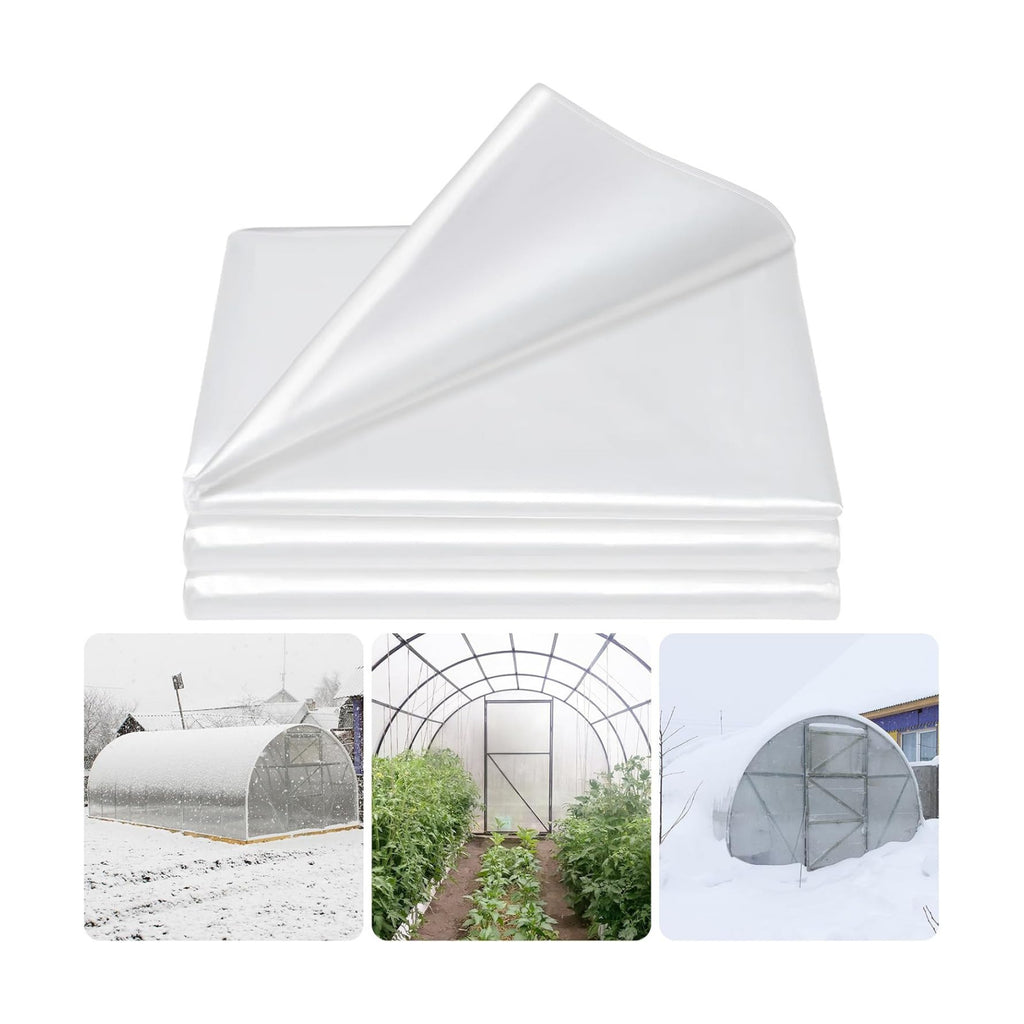 8 X 26 Ft Clear Plastic Plant Covers Freeze Protection- 6 Mil Winter Greenhouse Plastic Sheeting for Frost Water Sun