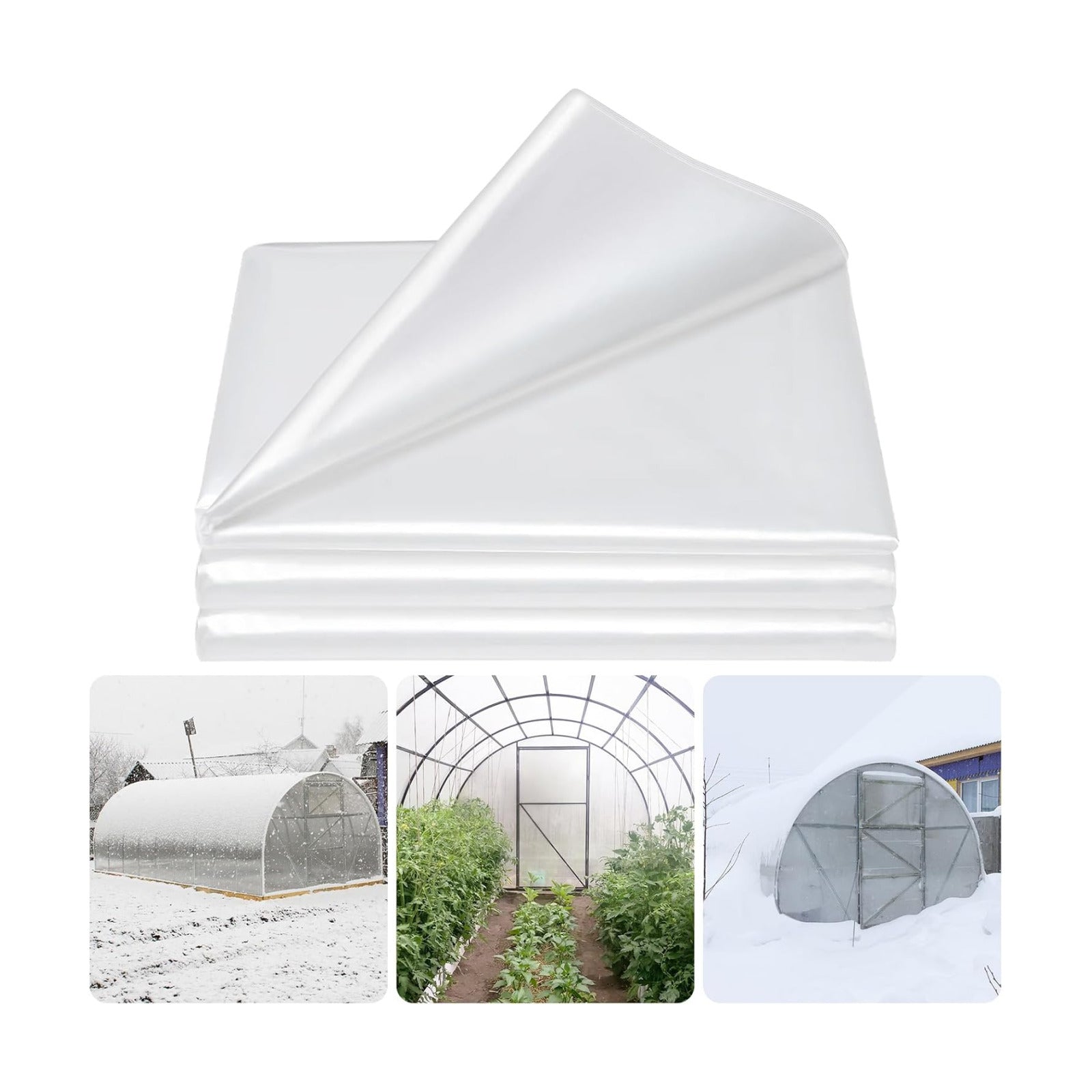 8 X 26 Ft Clear Plastic Plant Covers Freeze Protection- 6 Mil Winter Greenhouse Plastic Sheeting for Frost Water Sun