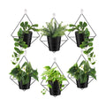 6 Sets Wall Planters for Indoor Plants Hanging Wall Planter with Metal Holder Geometric Self Watering Wall Pots Mounted