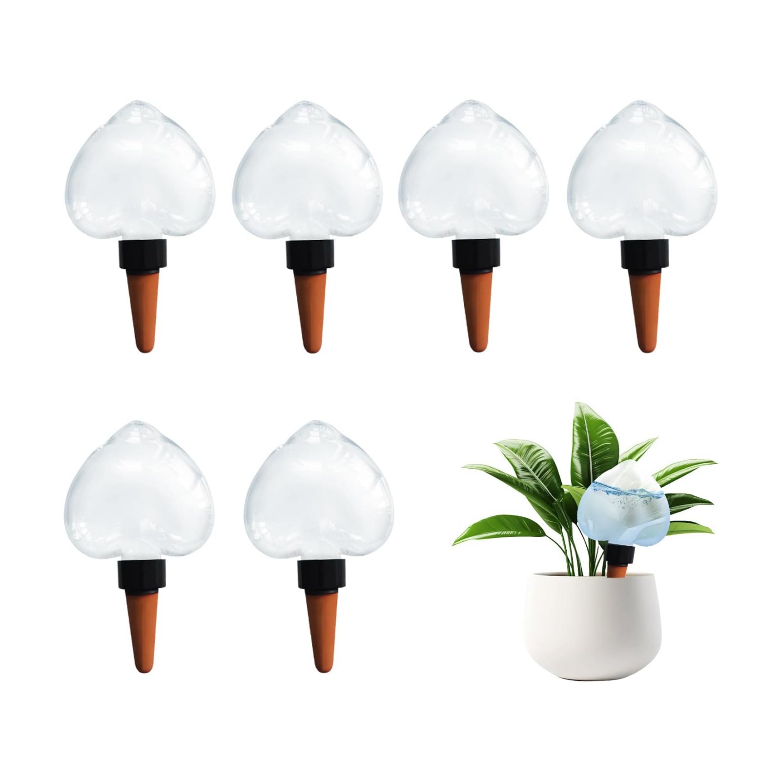 Heart-Shaped 7.04oz/200ml Plant Watering Globes - 6 Self Watering Globes for Outdoor ＆ Indoor Plants