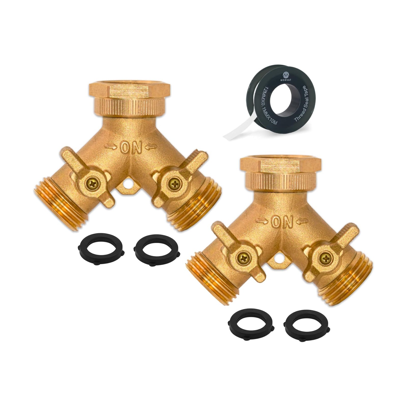 Brass Heavy-Duty Garden Hose Water Splitter | LEAD-FREE 2-Way Y Splitter for Water Spigot & Faucet | Manifold Connector
