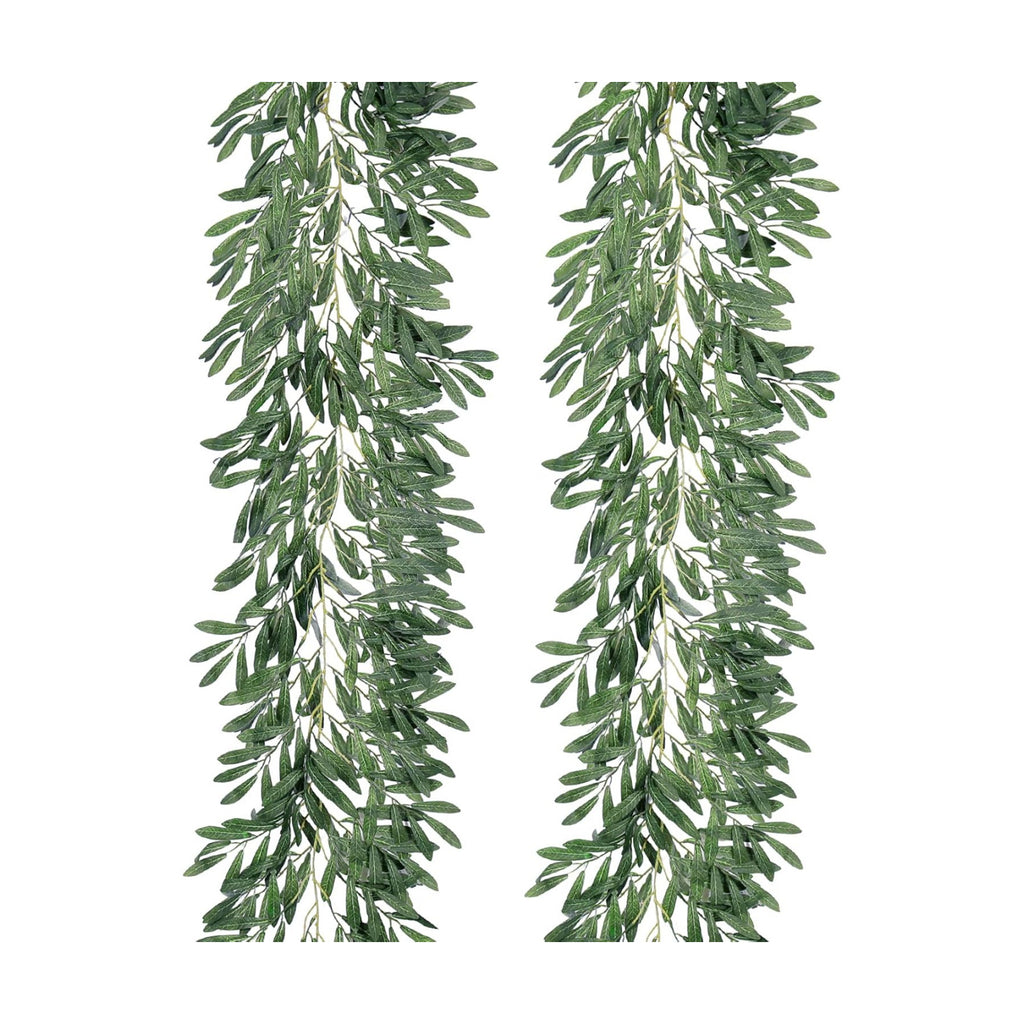 RECUTMS 2Pcs Artificial Silk Olive Leaves Vines Garland 6.2Ft Green Rattan